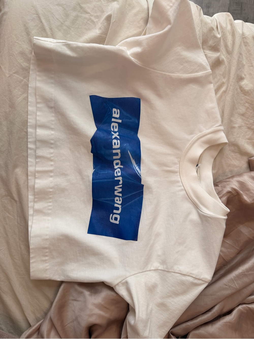 Alexander Wang White Kids Sweatshirt with Blue Logo Panel- size S